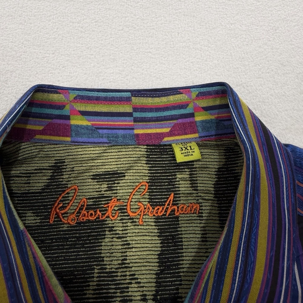 Robert Graham Mens‎ 3XL Blue Classic Fit Striped Flip Cuff Long Sleeve Shirt - Picture 4 of 5
